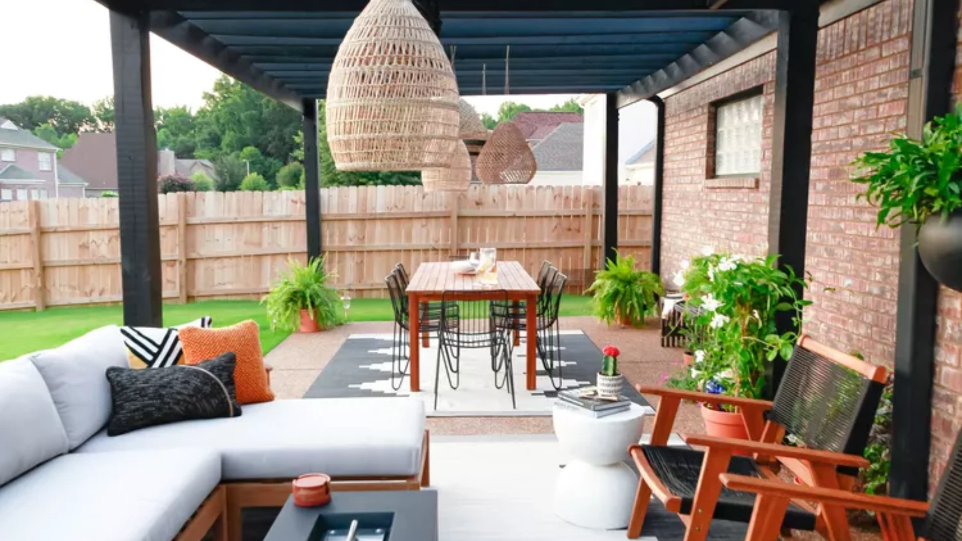 25 Beautiful Pergola Ideas to Add Style, Shade & Comfort to Your Backyard 2 Large Pergola With Woven Pendants