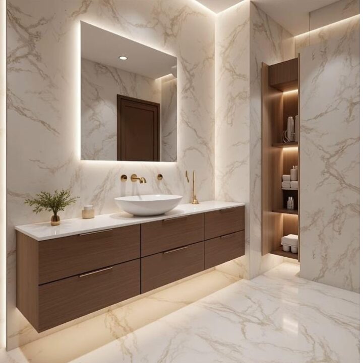 Modern Small Bathroom Design Ideas to Maximize Space and Style 6 3. Floating Vanities Save Space