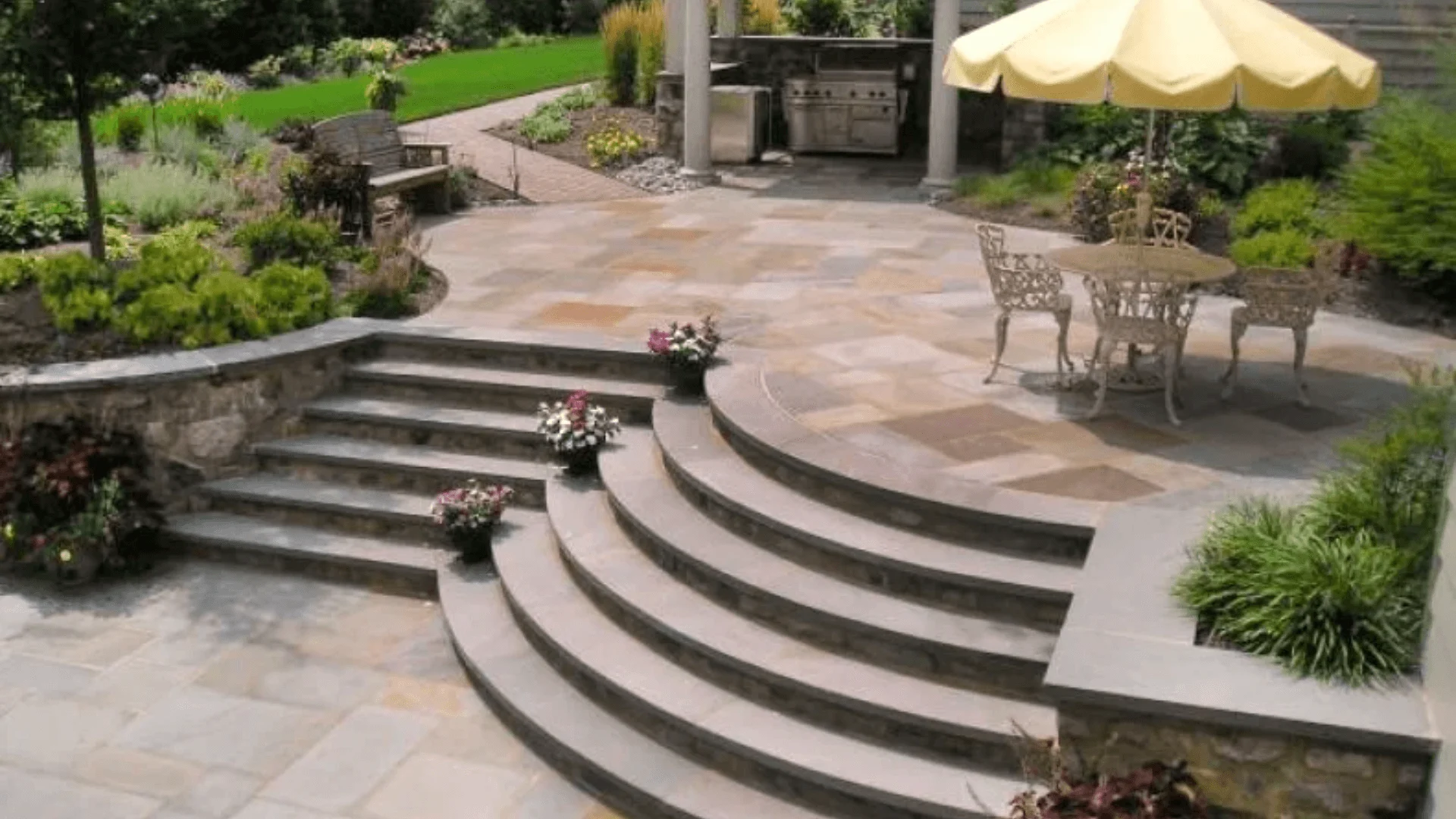 20+ Backyard Patio Ideas to Inspire Your Outdoor Makeover 10 Stairs as a Statement: Elevate Your Multi-Level Patio Design