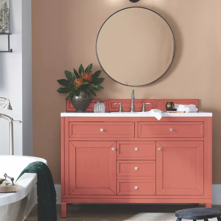 19 Bathroom Paint Color Ideas to Transform Your Space 11 9. Branchport Brown by Benjamin Moore: Dark Drama with Depth