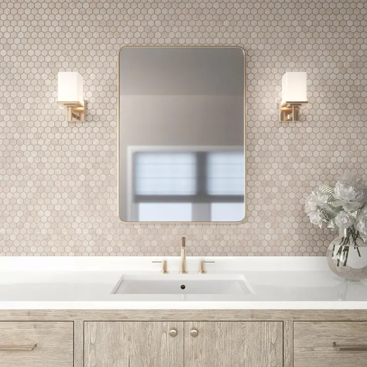 25 Stunning Bathroom Backsplash Ideas for Every Style & Budget 16 Mixed-Material Bathroom Backsplash for a Luxe Look