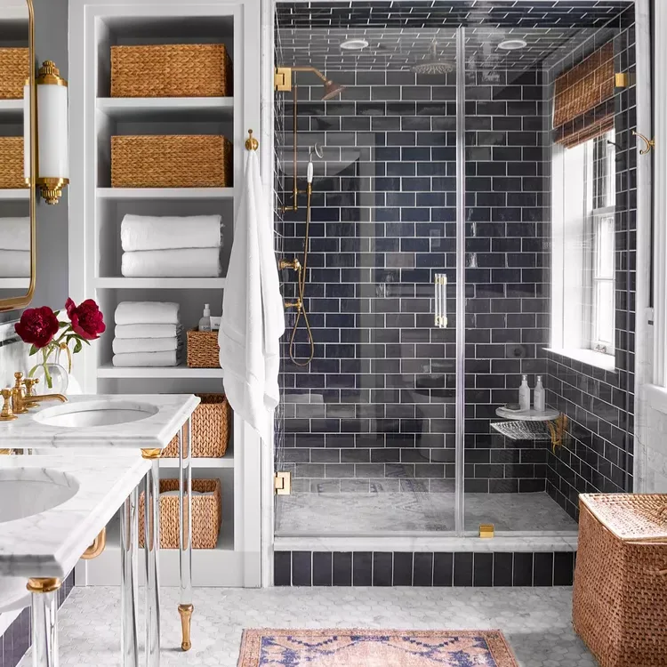 23Bathroom Shelf Ideas to Organize and Elevate Your Space 20 Lean Into Ladder Shelving for Stylish Storage