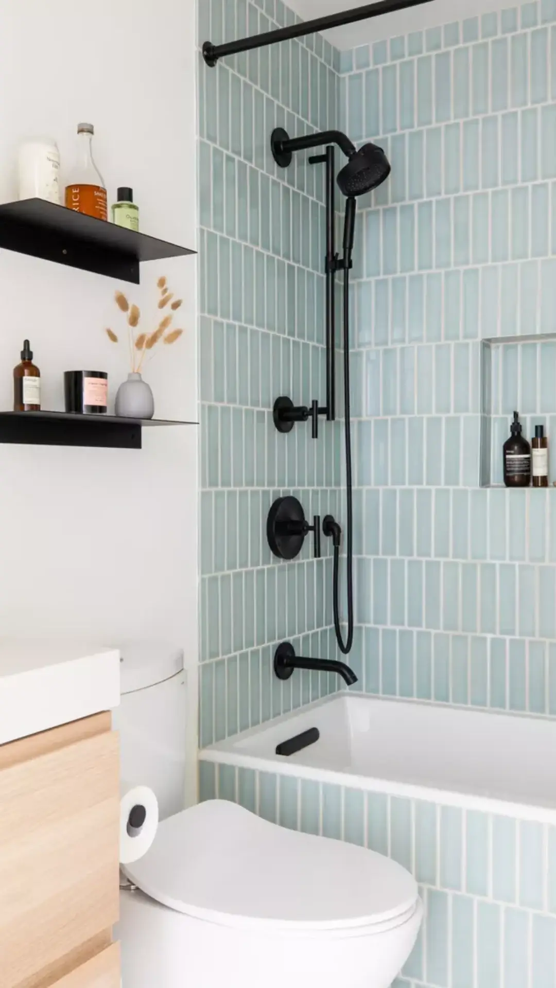 How does pullout bathroom storage save space?