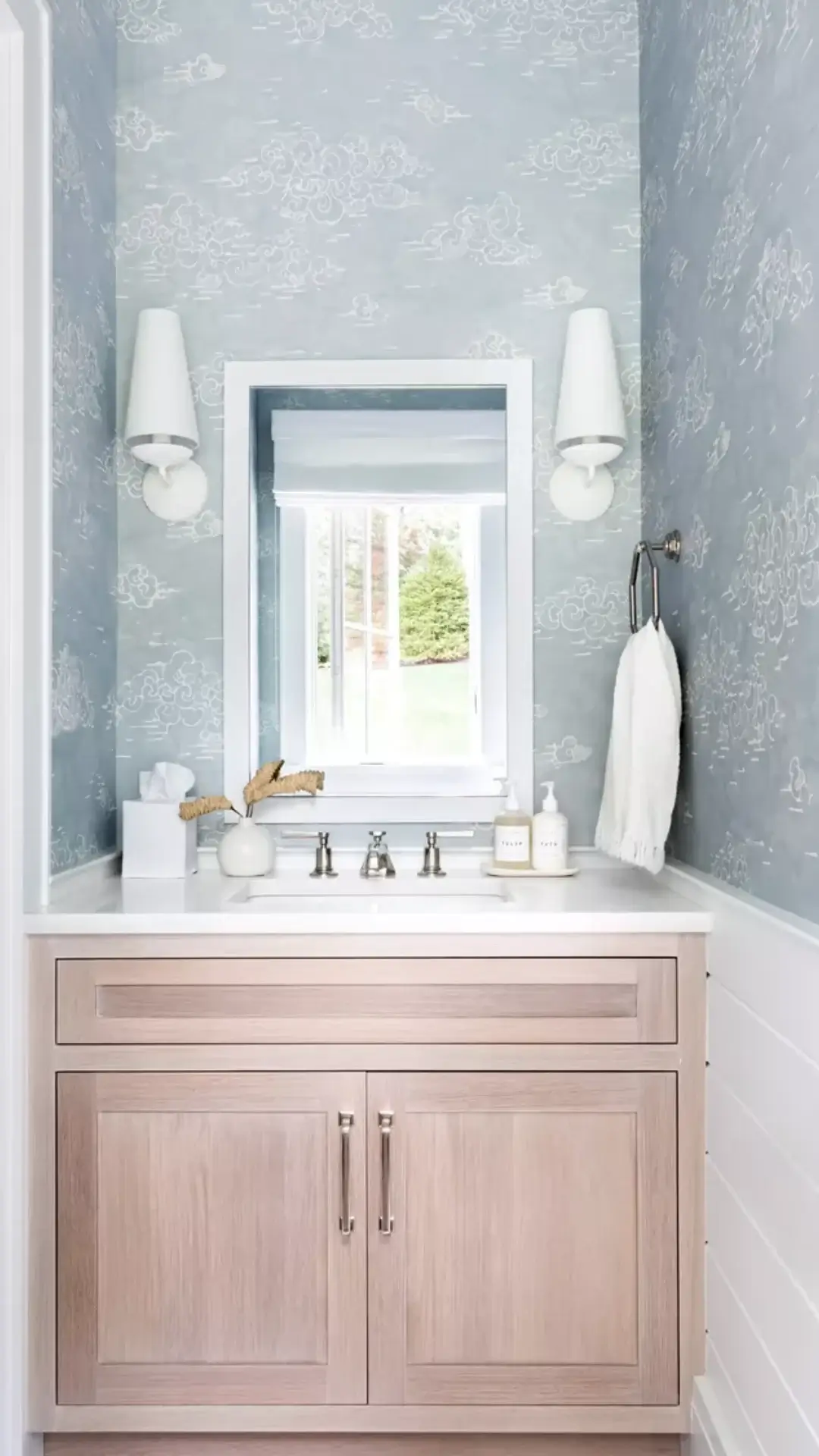 Can mixing storage styles improve a small bathroom?
