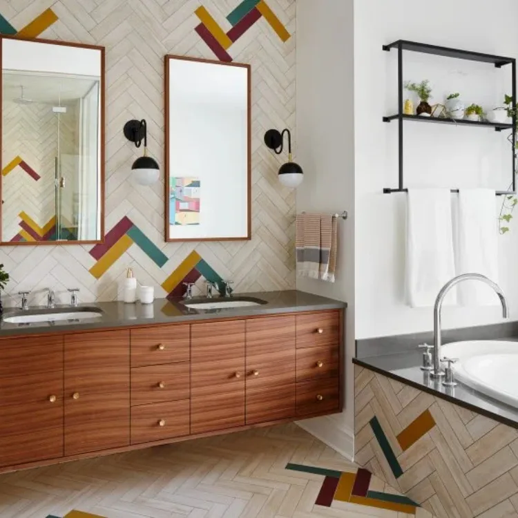 25 Stunning Bathroom Backsplash Ideas for Every Style & Budget 10 Make a Statement with Bold Bathroom Backsplash Tiles